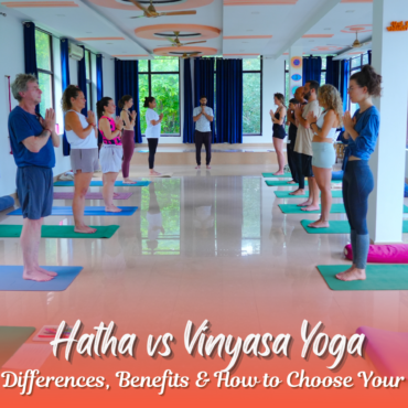 Student practicing Hatha yoga pose outdoors in Rishikesh Hatha vs Vinyasa Yoga: Key Differences, Benefits & How to Choose Your Style