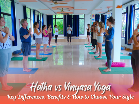 Student practicing Hatha yoga pose outdoors in Rishikesh Hatha vs Vinyasa Yoga: Key Differences, Benefits & How to Choose Your Style